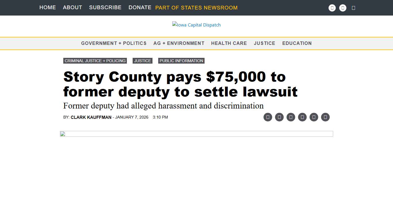 Story County pays $75,000 to former deputy to settle lawsuit • Iowa Capital Dispatch